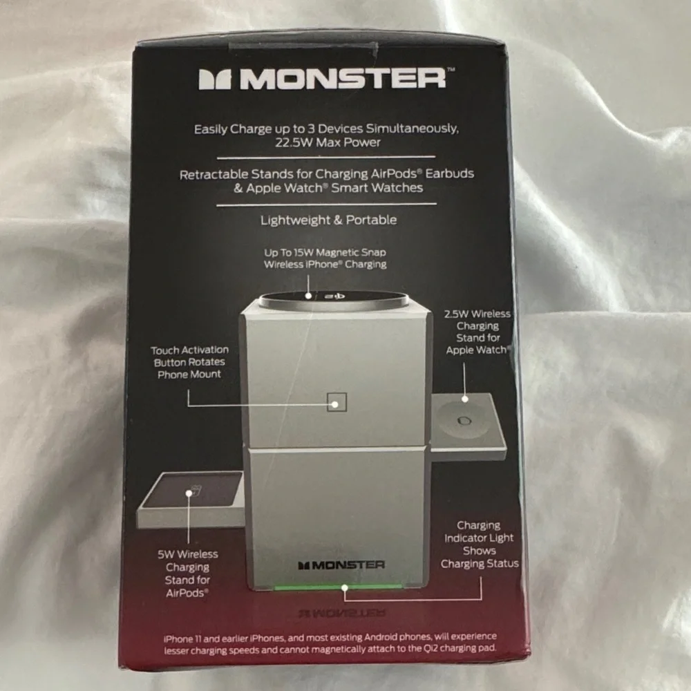 Monster Motorized 3-in-1 Portable Charging Station iPhone Apple Watch AirPods
